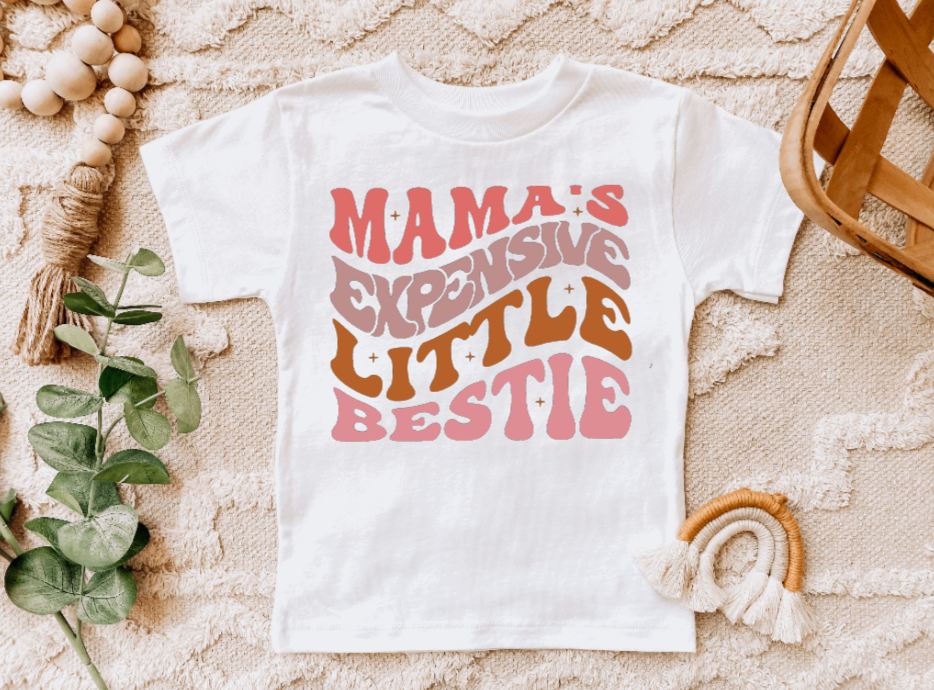 Mama's Expensive Little Bestie Retro Cute Kids T Shirt