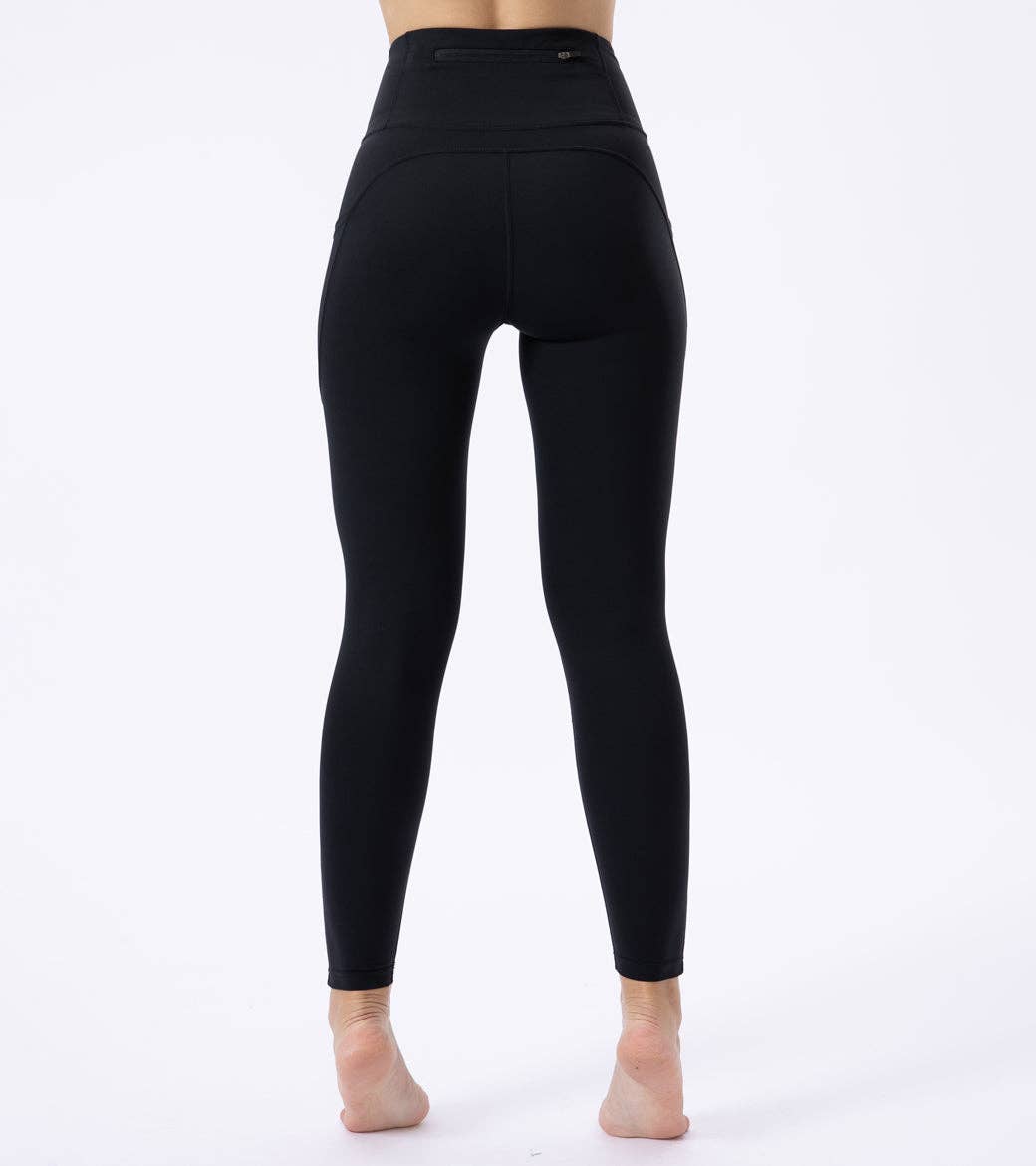 High Waist Leggings Proof Tummy Control Yoga Pants-Black