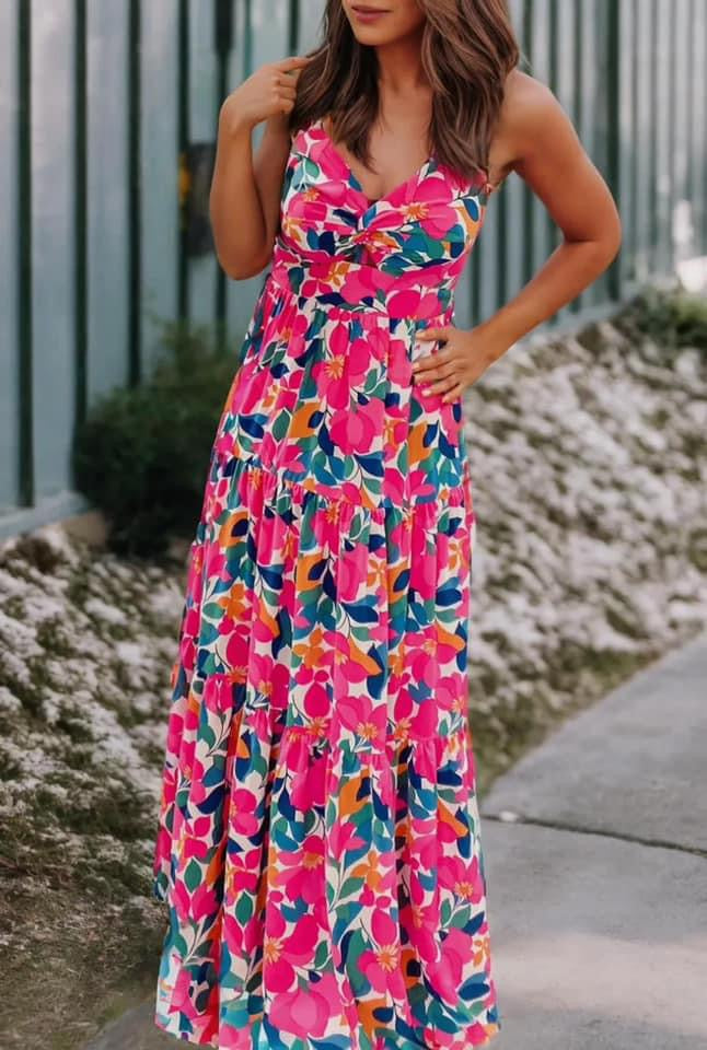 Floral V-Neck Maxi Dress