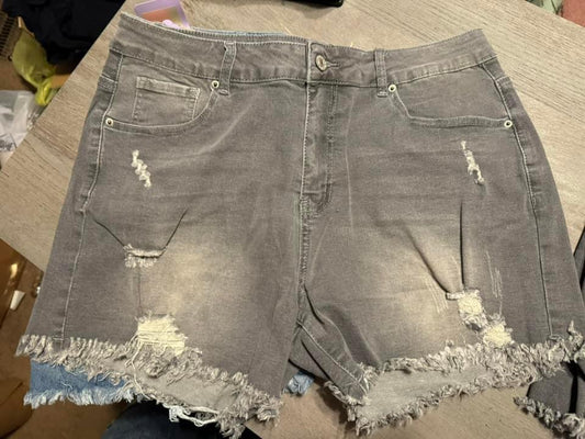 Light Wash Black Denim Shorts