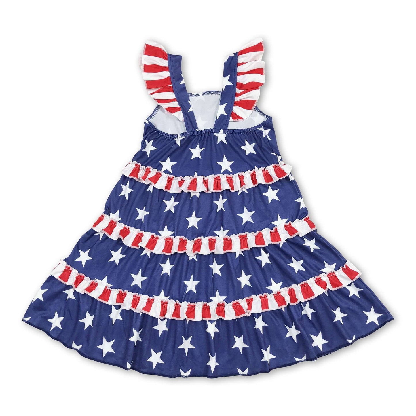 Flutter sleeves stars girls 4th of july dresses